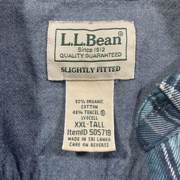 L. L. Bean Flannel Plaid Teal Shirt (Men’s Size XXL Tall) EUC • Slightly Fitted - Picture 2 of 5